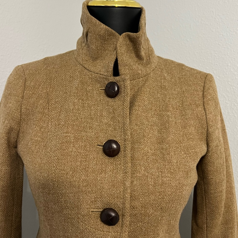 J. Crew Bella Wool Herringbone Blazer jacket in Tan 0 XS - Picture 3 of 6